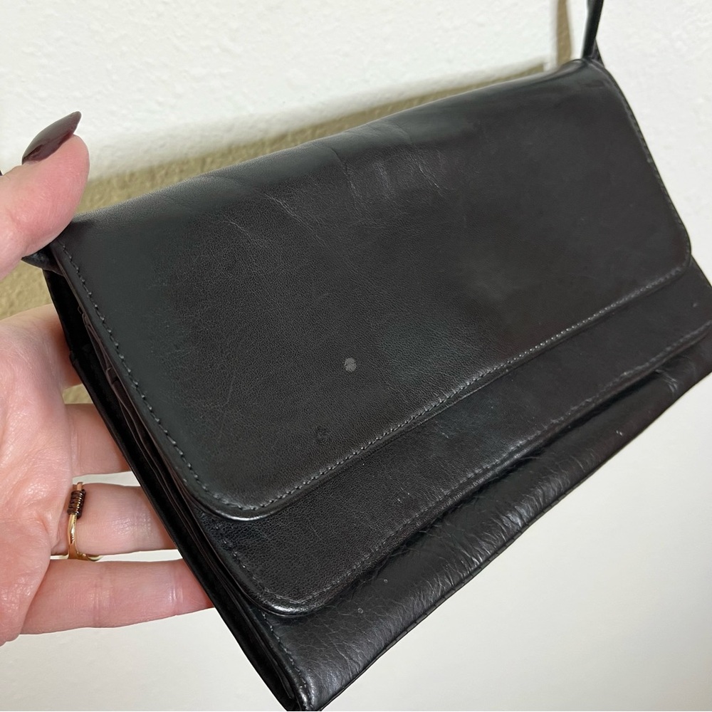 HOBO International Black Leather Crossbody Bag vintage envelope small purse - Picture 2 of 11